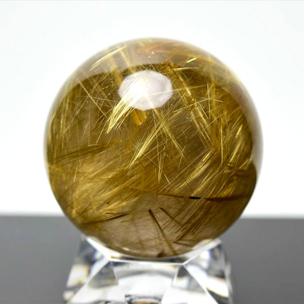 ルチルクォーツ　ゴールドルチル　丸玉　置物　金運　商売繁盛　針水晶　パワーストーン