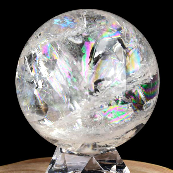 レインボー水晶　天然水晶　虹入り水晶　丸玉　置物　球　スフィア　天然石　パワーストーン