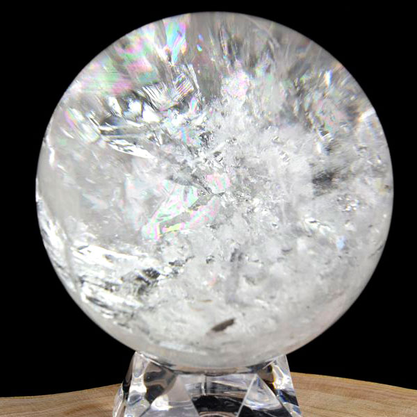 レインボー水晶　天然水晶　虹入り水晶　丸玉　置物　球　スフィア　天然石　パワーストーン