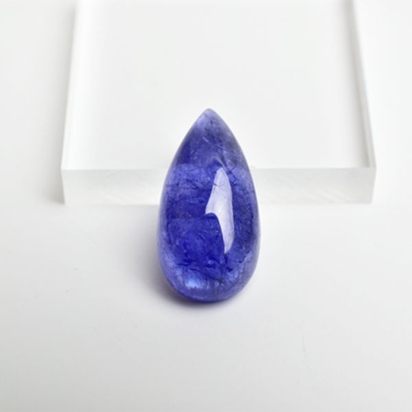 タンザナイト　AAAA　ルース　タンブル【約1.9g（9.5ct）】天然石｜パワーストーン◇透明感のある12月の誕生石◇ブルーゾイサイト｜ゆうれん石｜ペアシェイプ｜カボション｜素材｜e0623