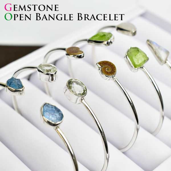 オープンバングル　天然石　レディース　ブレスレット　誕生日　プレゼント　お揃い　パワーストーン