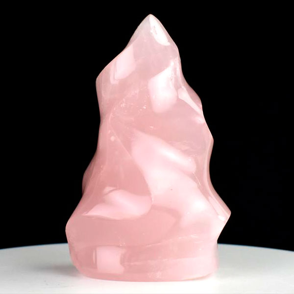 ローズクォーツ　フレイム型　炎型　置物　マダガスカル産　紅石英　恋愛運　天然石　パワーストーン