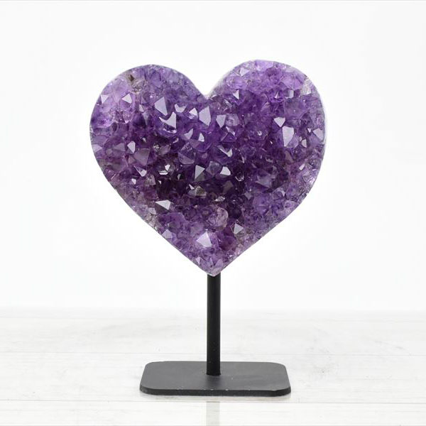 アメジスト ハート型 クラスター原石｜ウルグアイ産｜メタルベース