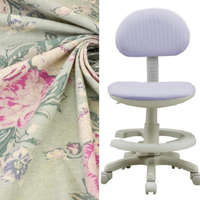 回転チェア　＋　【CABBAGES&ROSES】チューリップ＆ローゼズピンク［3-M］ラミネート撥水加工【入荷しました】
