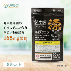 ジオス源90粒入り(6袋セット) ジオスゲニン サプリ サプリメント ヤマイモ抽出物 ブラックジンジャー 筋骨草エキス HMBカルシウム 日本製 約6ヶ月分