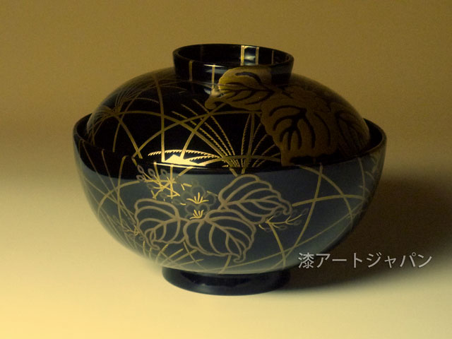 蒔絵吸い物椀「桐と秋草」