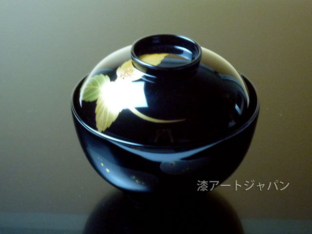 輪島塗り　お椀　蒔絵　南天 漆アートジャパン 蒔絵吸い物椀「南天」