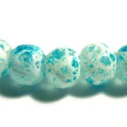 グラスビーズ　６ｍｍ　水白スポット