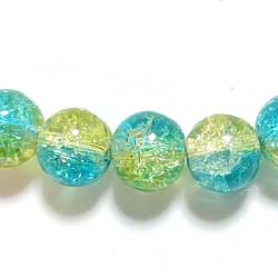 クラックルビーズ　１０ｍｍ　ライム×レモン　１０個セット