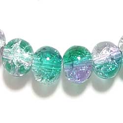 クラックルビーズ　８ｍｍ　緑×薄紫　１０個セット