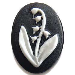 CO155JA　１４×１０　アクリルカメオ　すずらん　黒