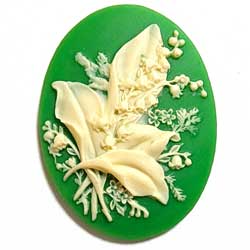４０×３０　アクリルカメオ　鈴蘭　緑
