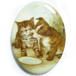 ４０×３０　アクリルカメオ　子猫＆子犬