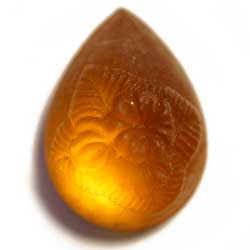 １８×１３　ドロップ　フロスト彫刻　トパーズ