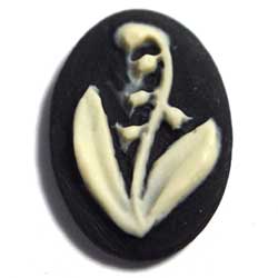 CS646JF  １４×１０　アクリルカメオ　すずらん　黒×白（ロット違い）