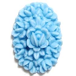 １８×１３　アクリルカボ　彫刻花　水色