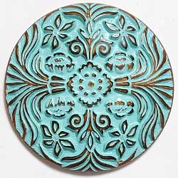 ３５ｍｍ　ラウンドカボ　ターコイズ紋様