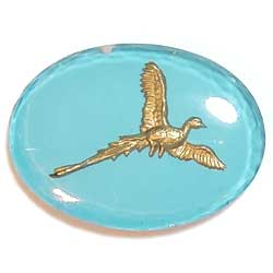 ２５×１８　グラスインタリオ　青彩　鳥