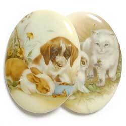 ４０×３０　アクリルカメオ　動物　２個セット