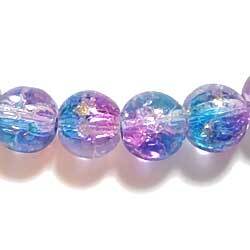 クラックルビーズ　８ｍｍ　青×紫×金　１０個セット