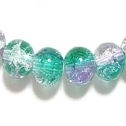 クラックルビーズ　８ｍｍ　緑×薄紫　１０個セット