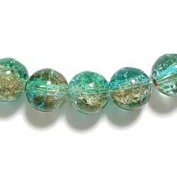 クラックルビーズ　８ｍｍ　茶×緑　１０個セット