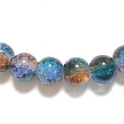 クラックルビーズ　８ｍｍ　茶×深緑　１０個セット