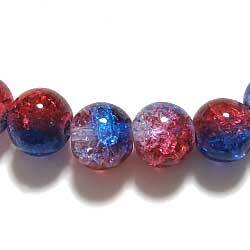 クラックルビーズ　８ｍｍ　赤×青　１０個セット