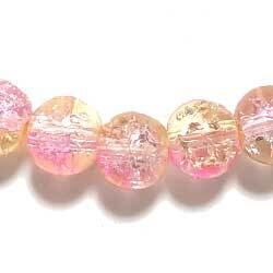 クラックルビーズ　８ｍｍ　珊瑚　１０個セット