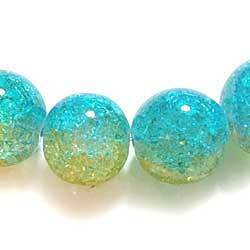 BG239PW クラックルビーズ　１４ｍｍ　ライム×レモン　１０個セット