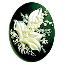 ４０×３０　アクリルカメオ　鈴蘭　黒