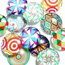 １８ｍｍ　グラスカボション　幾何学模様