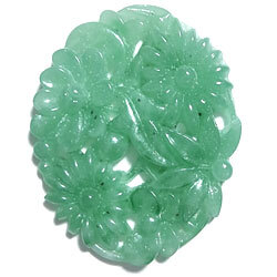 CS466JJ　３５×２７　グラスカボ　彫刻花　ジェイド