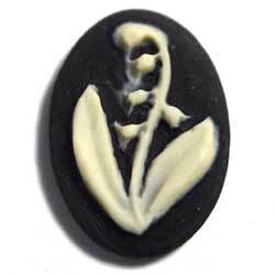 CS646JF  １４×１０　アクリルカメオ　すずらん　黒×白（ロット違い）