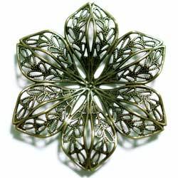 フィリグリー　６枚花　真鍮古美