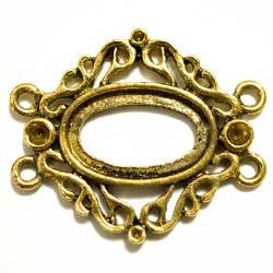 コネクター　４カン　１８×１１オーバル枠付　金古美