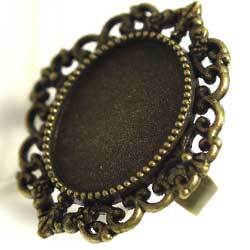 指輪ベース　１８×１３オーバル用　真鍮古美