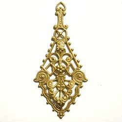 フィリグリー　ダイヤ形ドロップ　真鍮