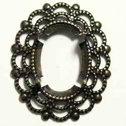 １８×１３　オーバルカボ枠　レース　真鍮古美