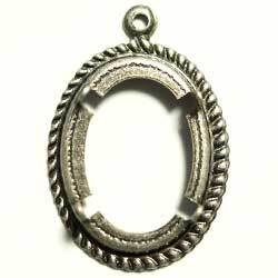 MS148FM　１８×１３　オーバルカボ枠　縄目　１カン付　銀古美