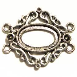 コネクター　４カン　１８×１１オーバル枠付　銀古美