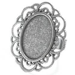 指輪ベース　１８×１３オーバル用　銀古美