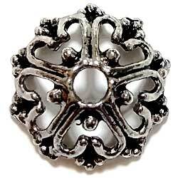 ビーズキャップ　１４ｍｍ透かし模様　銀古美