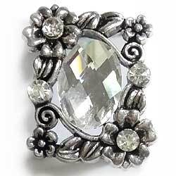 メタルビーズ　花クリスタル　銀