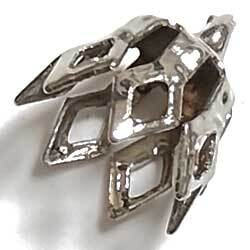 ビーズキャップ　カン付き格子　銀