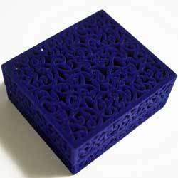 アクセサリーケース　ベルベット透かし　青