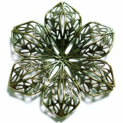 フィリグリー　６枚花　真鍮古美