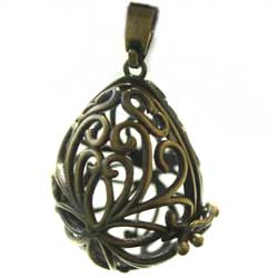 ビーズケージ　透かしドロップ　真鍮古美