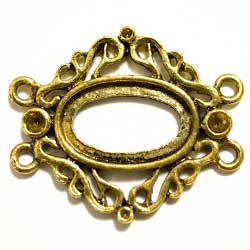 コネクター　４カン　１８×１１オーバル枠付　金古美