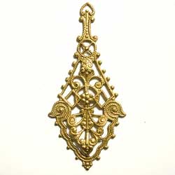 フィリグリー　ダイヤ形ドロップ　真鍮